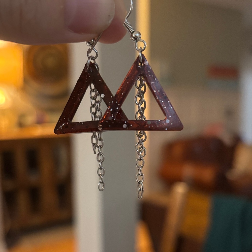 Maroon Prism Dangle Earrings